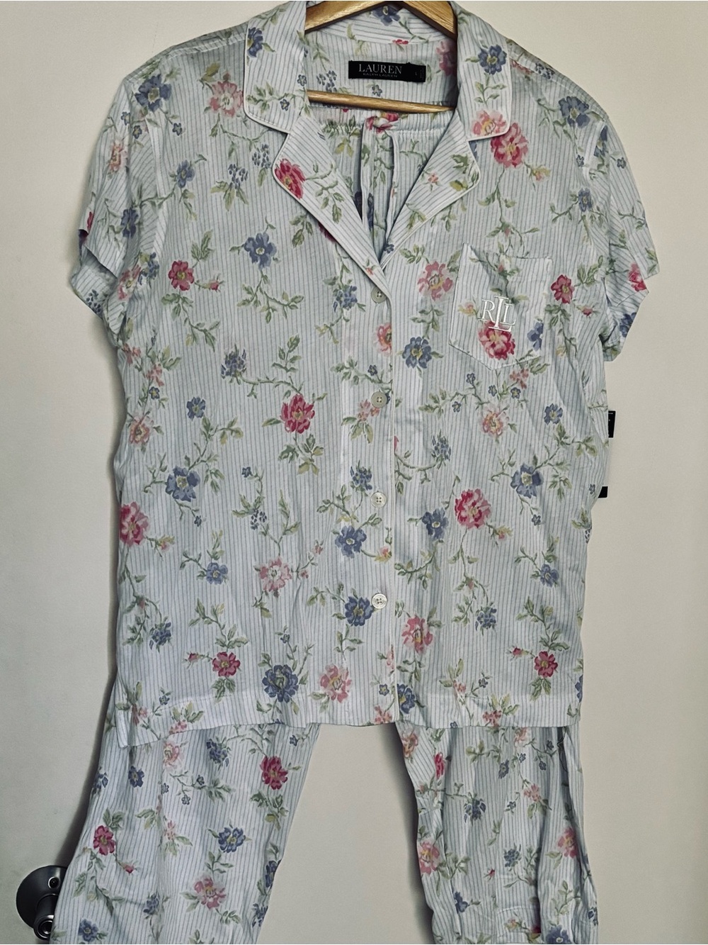 Lauren Ralph Lauren Women’s Sz Large Pajama Set Buttons Shirt Pants